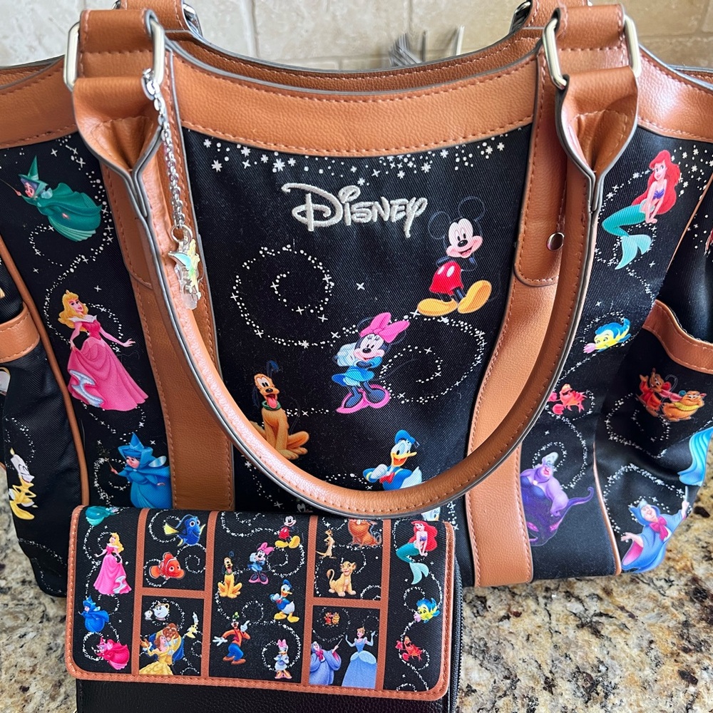 Disney Black and Brown Tote Bag with Whimsical Design
